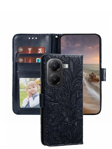 Чехол-кошелек для Xiaomi Redmi Note 14 Pro Plus 5G Note 13, цветочный флип-книжка, кожаная подставка для телевизора с слотом для карт, фоторамка