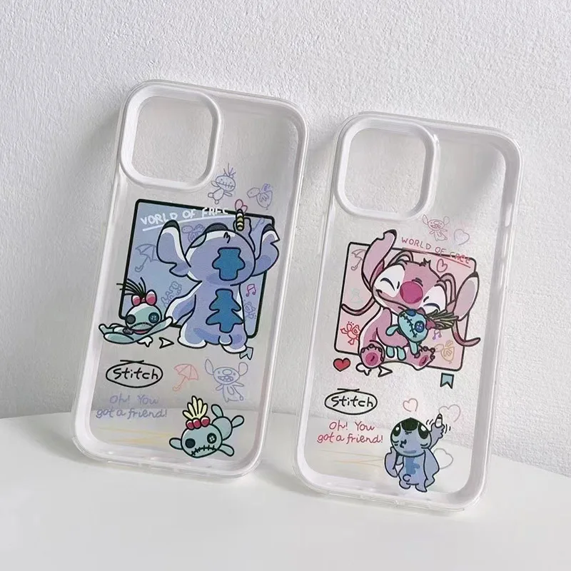 

Soft Silicone Triple Shockproof Phone Case For iphone 7 8 Plus X XR XS MAX 11 12 13 Pro Max 13pro Cartoon Disney Stitch Cover