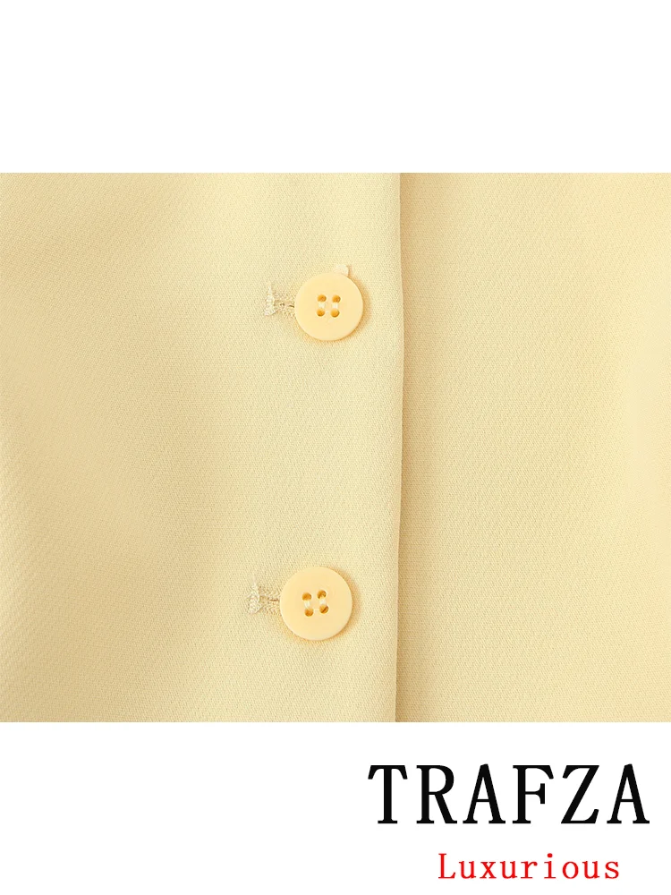 Trafza Женский Винтажный Однотонный Костюм С Поясом Однобортный Топ Бретелькой На