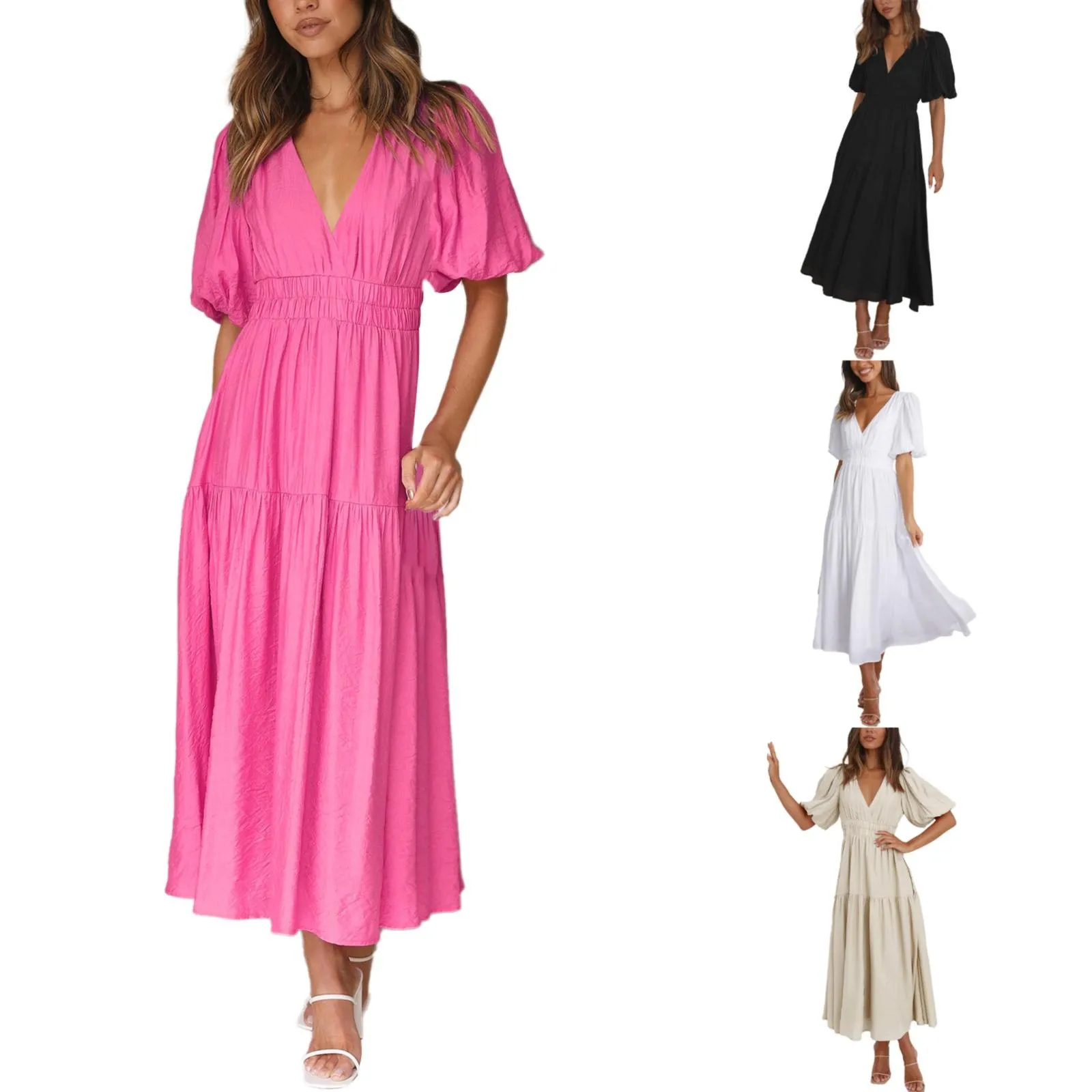 

Платье с длинным рукавом баской и V-образным вырезом