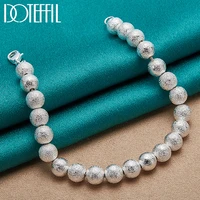 doteffil 925 sterling silver 8mm matte bead ball chain bracelet for woman engagement wedding jewelry