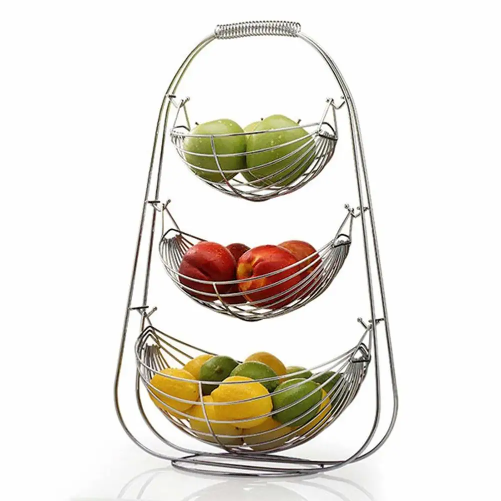 

3 Tier Fruit Basket Bowl Holder Stand Kitchen Vegetables Storage Stainless Steel Organizer Household Food Grade Home Baskets