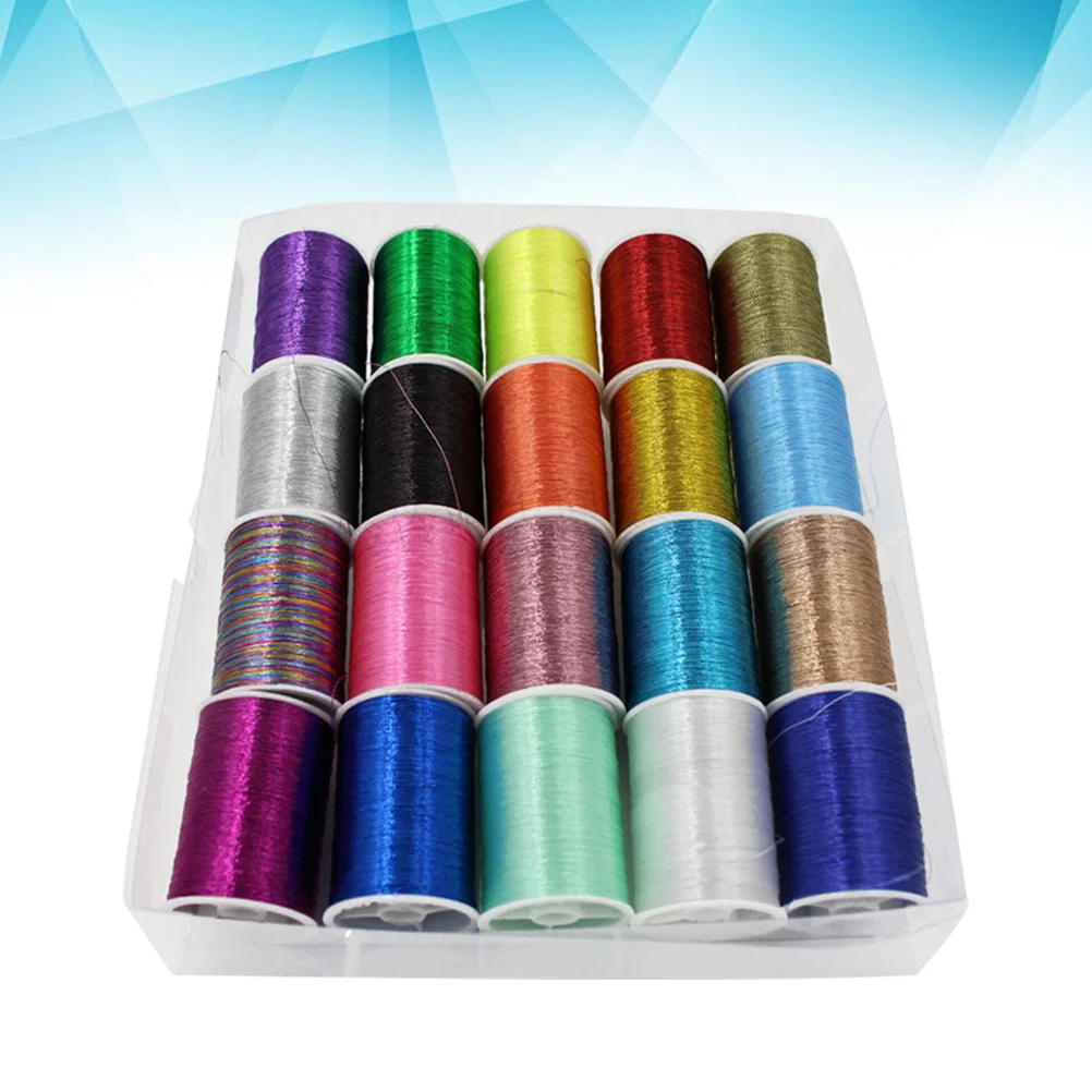 Embroidery Thread Cotton Spools Thread White Set Metallic Thread Set Sewing Machine Threads Glittery Sewing Thread Quilting Kits