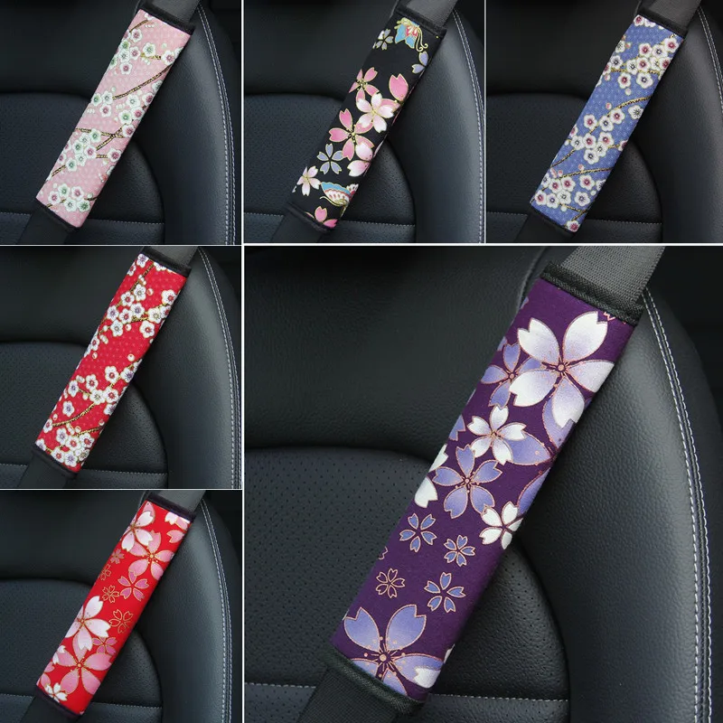 

Car Plum Blossom Safety Belt Covers Cherry Blossoms Car Seat Belt Case for Car Shoulder Pad Protection Padding Auto Accessories