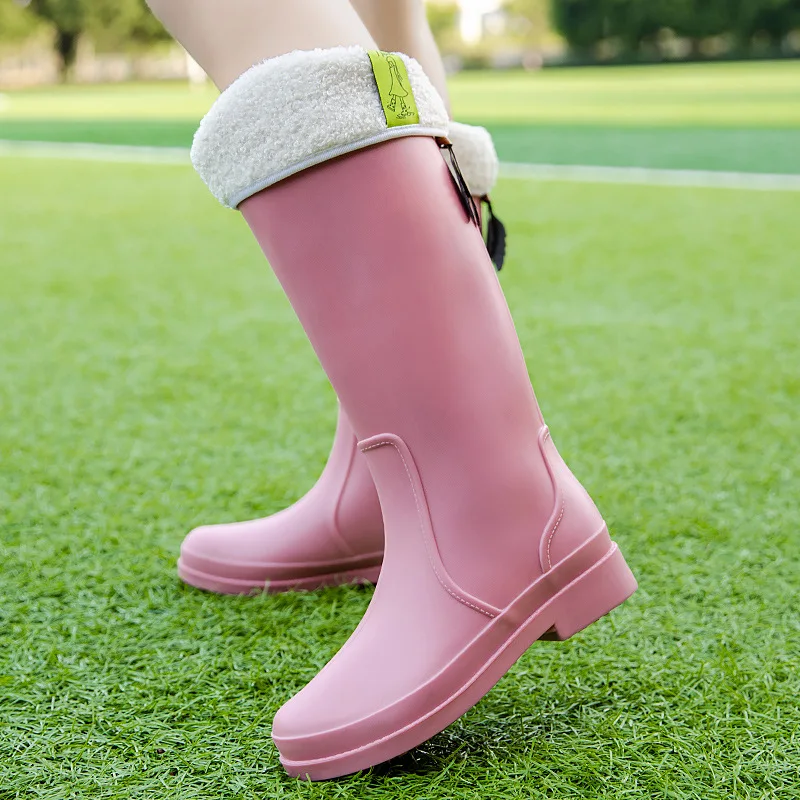 Winter Brand New Warm Knee-high Rain Boots Outdoor Waterproof Tall Rain Shoes Light Comfortable Work Water Boots