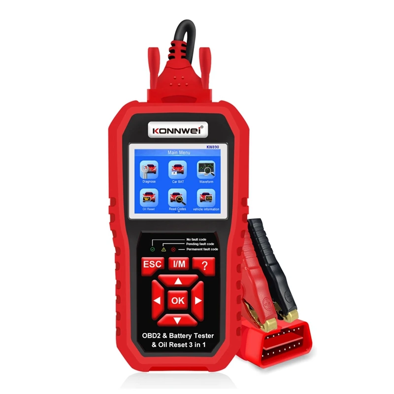 KONNWEI KW890 Тестер батареи сброса масла OBD2 Диагностический сканер 3 в 1 EOBD Инструмент