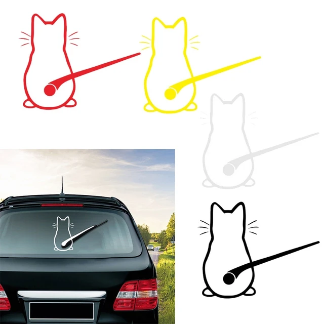 Autocollant Chien Pour Essuie-glace Arrière De Voiture - Blanc Avec Queue Mobile - Déco Voiture Amusante