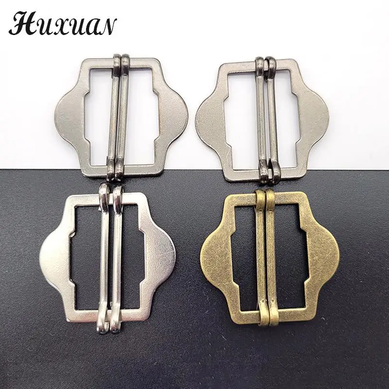 3PCS Metal Two Slides Tri-Glide Buckles For Suit Vest Shoulder Leather Bag Strap Belt Slider Adjustment Rectangle Buckle