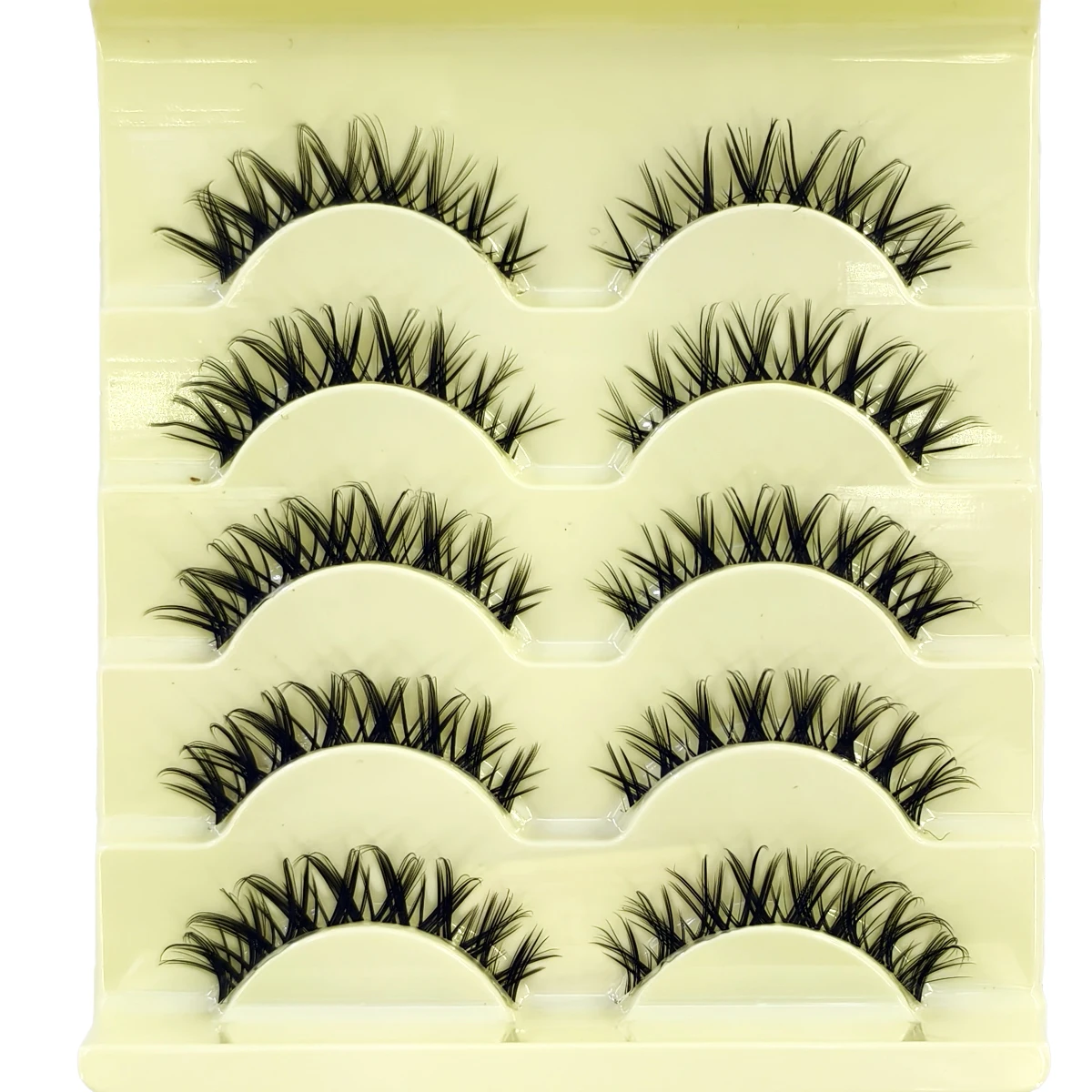 Фото HBZGTLAD 5 пар накладных ресниц Manga Lashes с прозрачной основой, натуральные, 6D, азиатские, пушистые, 3D, с эффектом пучков №4