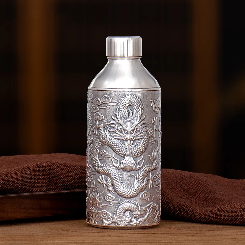 Sterling silver health cup 999 Silver Xianglong gift Rui general portable car for men and women all silver water bottles
