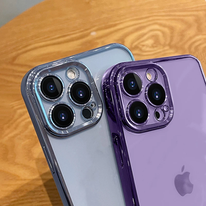 Роскошный прозрачный чехол с квадратным покрытием для телефона iPhone 14 13 12 11 Pro Max Mini