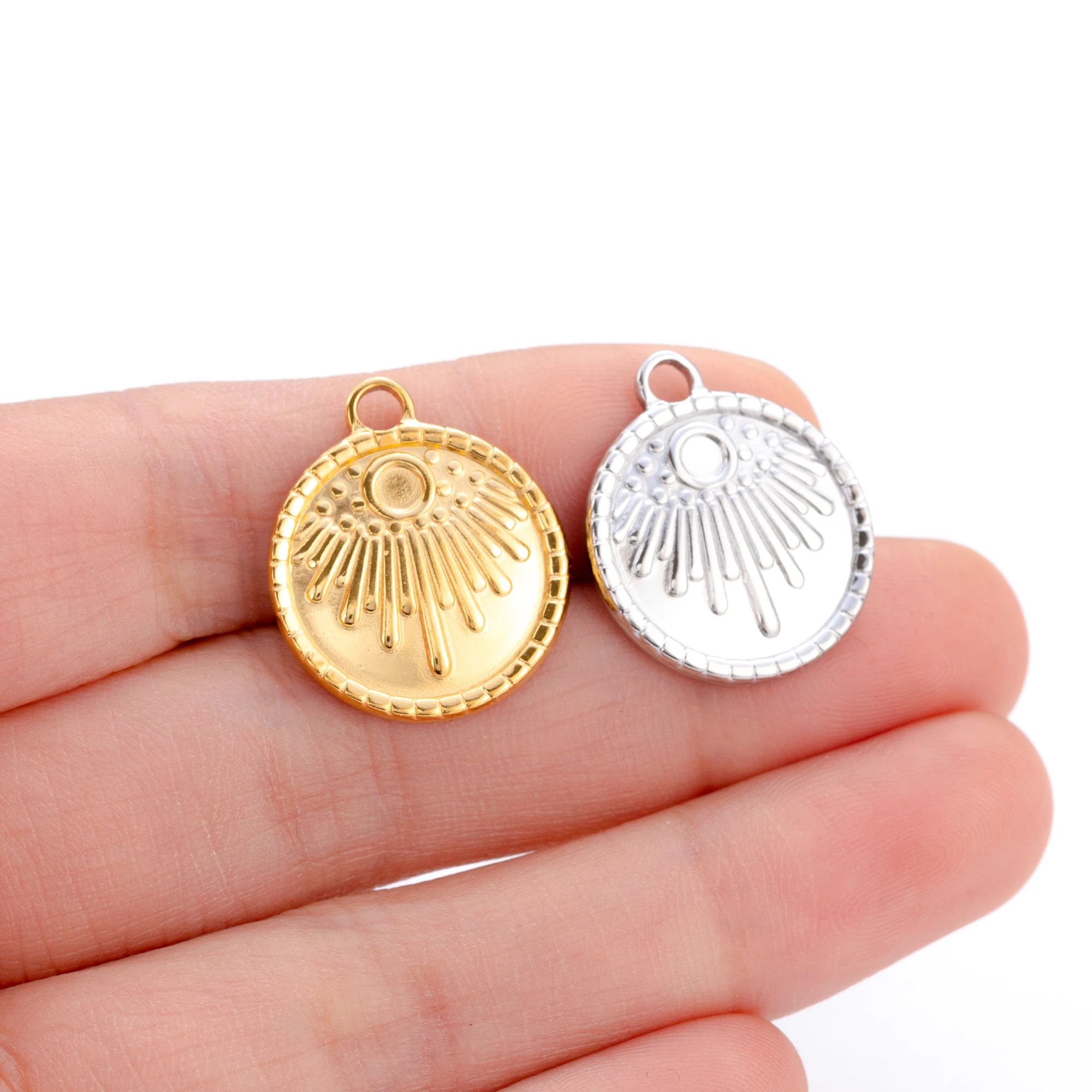 

3Pcs/Lot Personality Stainless Steel Sun Charms for Jewelry Making 3D Round Pendant Charm DIY Bracelet Earrings Accessories New
