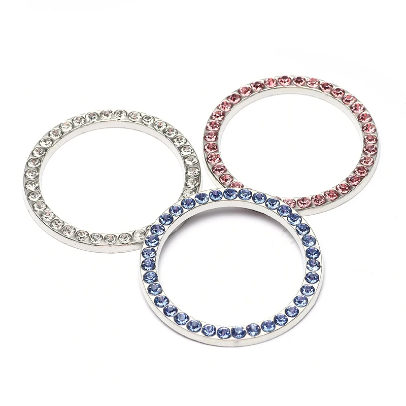 

Car Stickers Car Switch Silver Diamond Rhinestone Ring Decor Accessories Car One-button Start Decorative Car Accessories