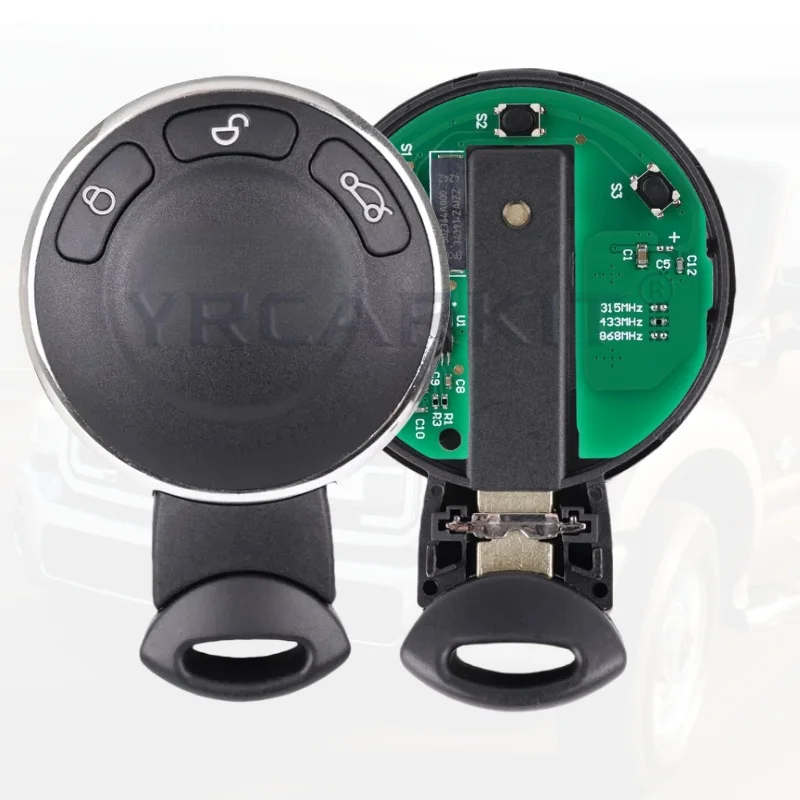 

Замена YRCARKIT для Bmw Mini Cooper Remote Smart Card Fob Key 315 434 868 МГц ID 46, чип, лезвие батареи, ключи, наклейка