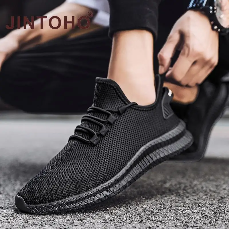 Мужские сетчатые кроссовки дышащие легкие на шнуровке большие размеры белые