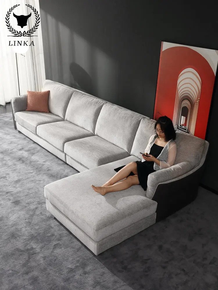 

Nordic Minimalist Fabric Corner Combination Sofa L-shaped Large-sized Living Room is Luxurious.