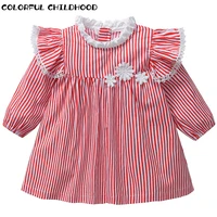 colorful childhood kids clothes spring girls long sleeve floral princess cotton dress toddler party children dresses 36015