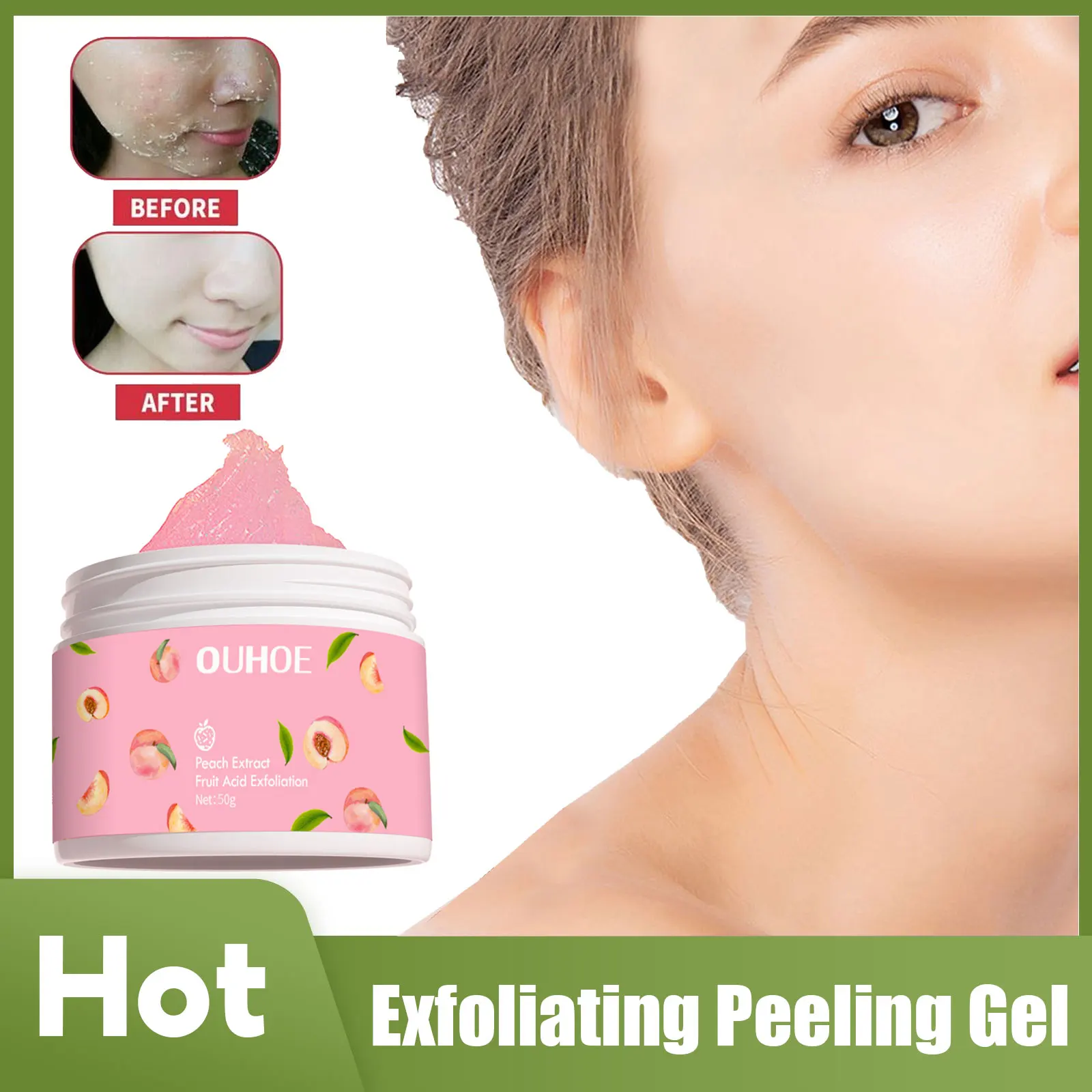 

Facial Exfoliating Peeling Gel Whitening Moisturizing Shrink Pores Acne Blackhead Remover Dead Skin Nourishing Scrub Cream 50g