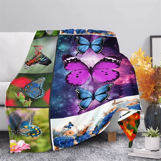

Blanket for Bed and Couch Warm Fuzzy Cozy Throw Blanket Soft Butterfly Theme Blanket for Adults Microfiber Plush Flannel Sherpa