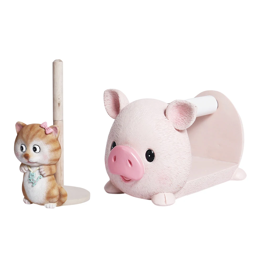 

Bathroom Resin Cat Pig Toilet Paper Holder Roll Paper Tube Rack for Home Creative Lavatory Toilet PaperBox Paper Tube Rack Decor
