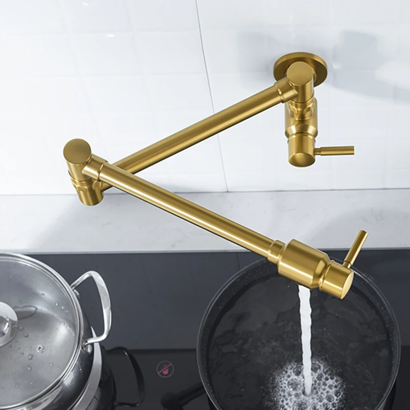 Латунный двойной выключатель кухонный Настенный Складной кран одиночный