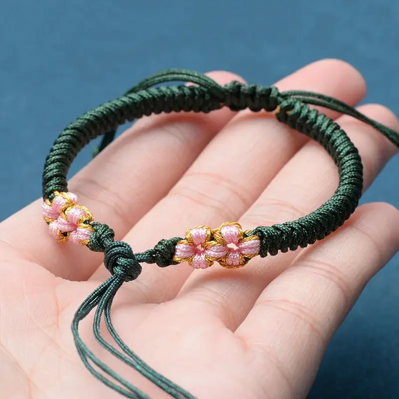 Оригинальный Плетеный вручную персиковый Цветущий узел полуготовый браслет
