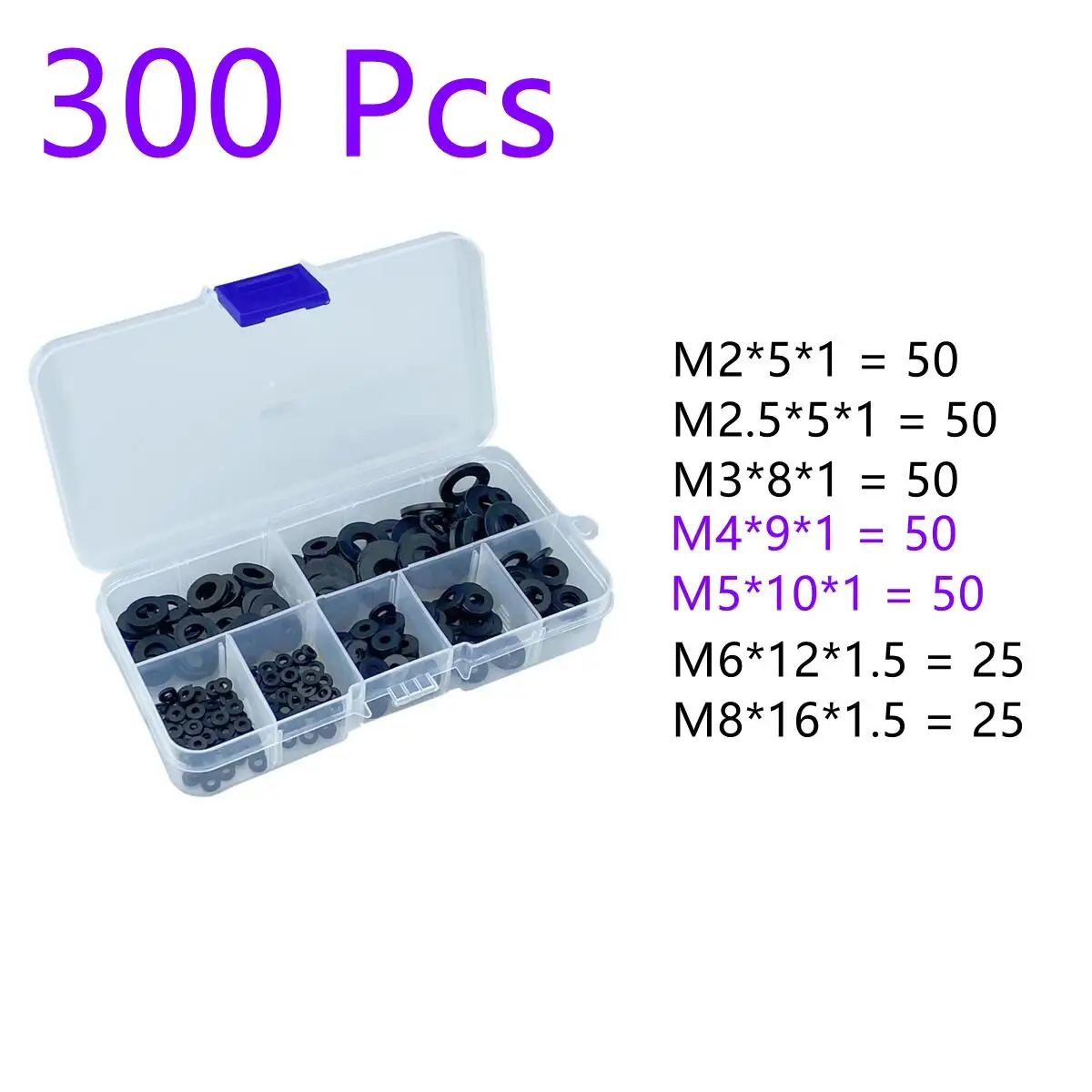 250/300 Шт. Нейлоновые Шайбы Пластиковые Изоляционные Прокладки Размеры M2-M8