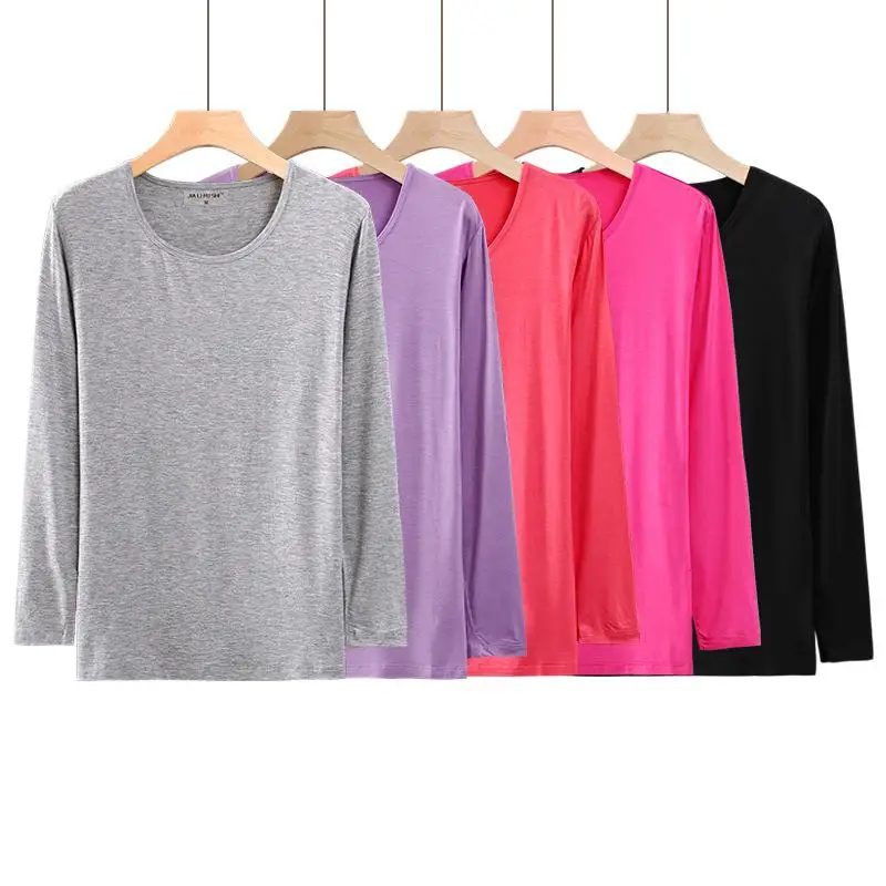 

Women Spring Autumn New Modal Soft Comfortable Sleep Tops Nightclothes Lady Solid Leisure Loose Casual T-shirt Home Clothes