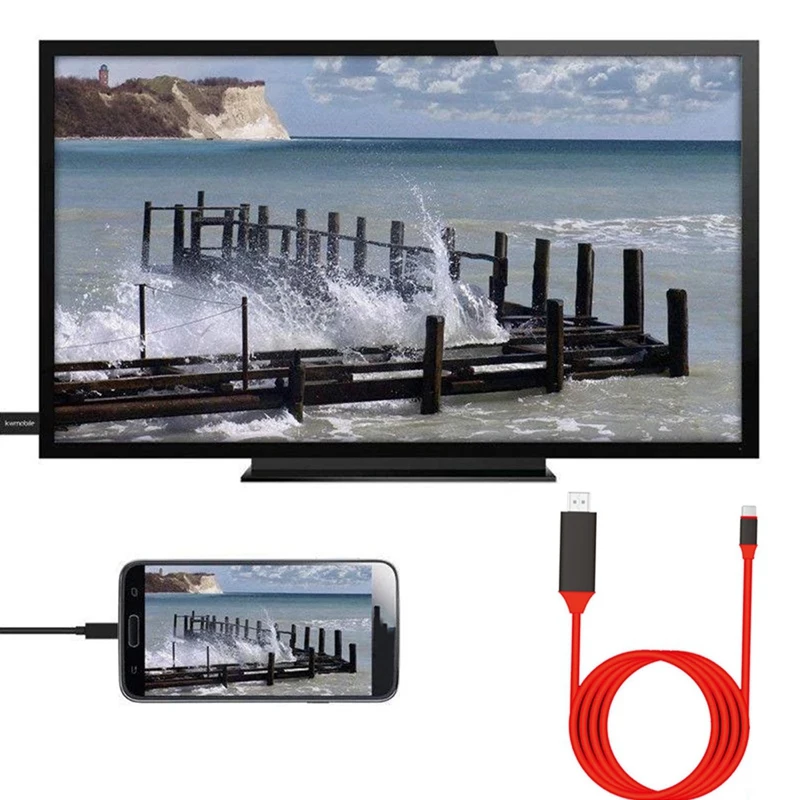 

Type-C To HDMI-Compatible USB3.1 4K HDTV Cable For Android Phone To Connect TV Same Screen Device Cable 2M