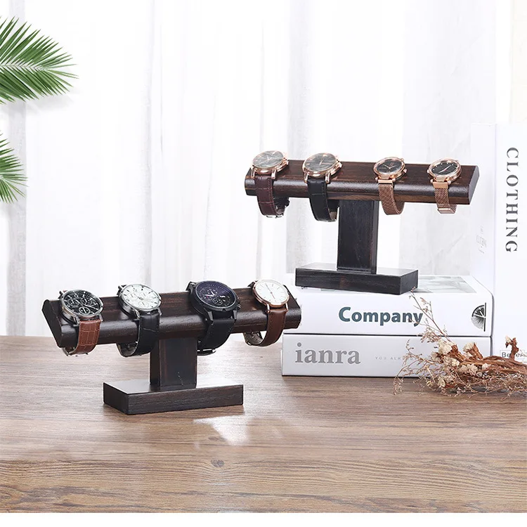 T-bar Wooden Microfiber Watch Stand, Bangles Watch Display Wooden Display Jewelry Accessory Stand