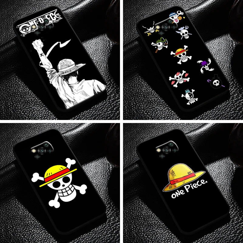 

One Piece Luffy Logo For Xiaomi Poco X3 Pro NFC X3 GT Phone Case Black Liquid Silicon Soft Carcasa Back
