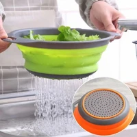 foldable silicone colander fruit vegetable washing basket strainer with handle strainer collapsible drainer kitchen tool gadgets