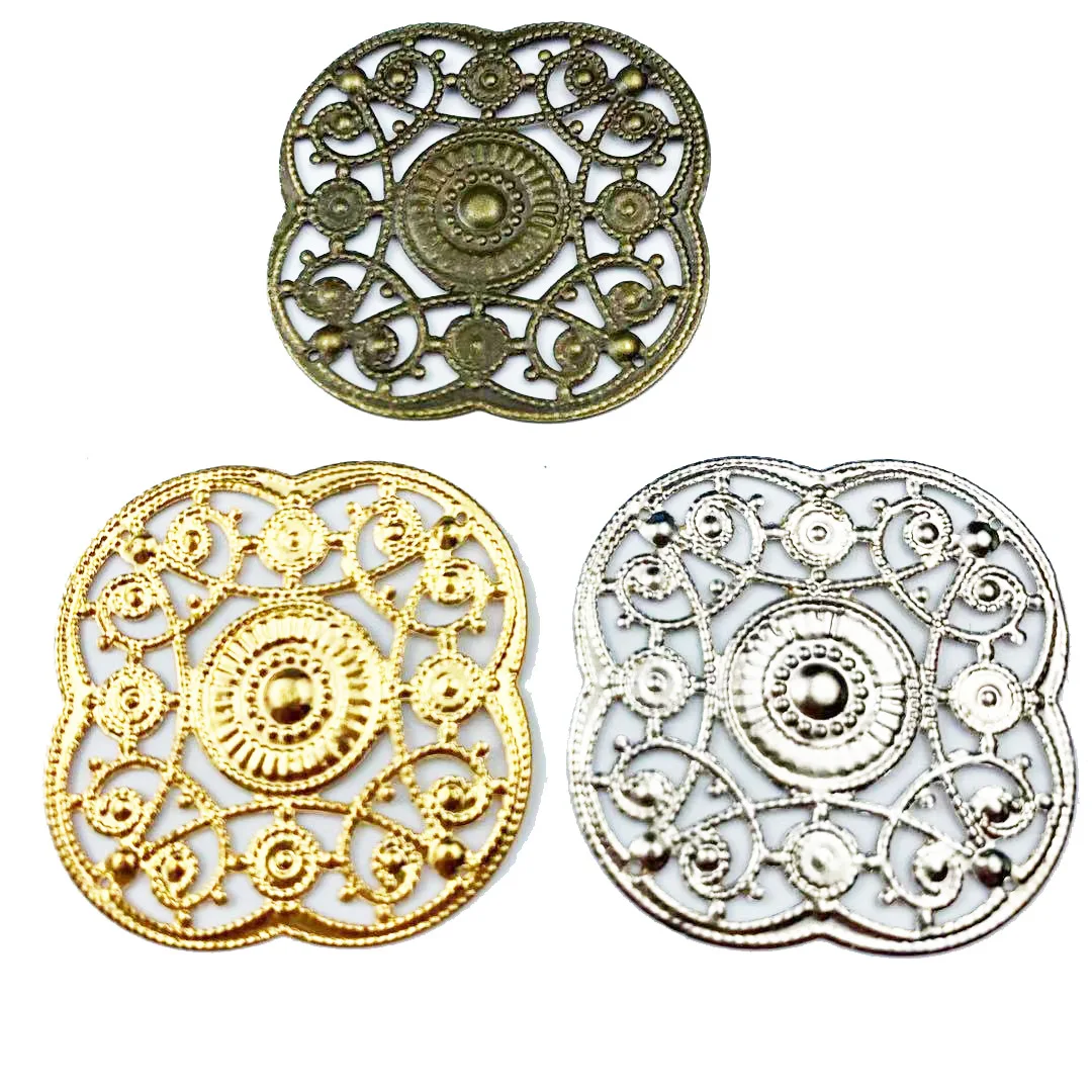 

100pcs Metal Hollow Circular Arc Flower Film Beads For Sewing Cosplay Costume Ancient Bride Hair Headwear Bag Clothes Decoration