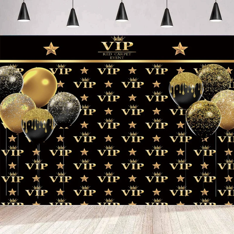 Фон для фотосъемки черный и золотой воздушный шар VIP красная ковровая дорожка