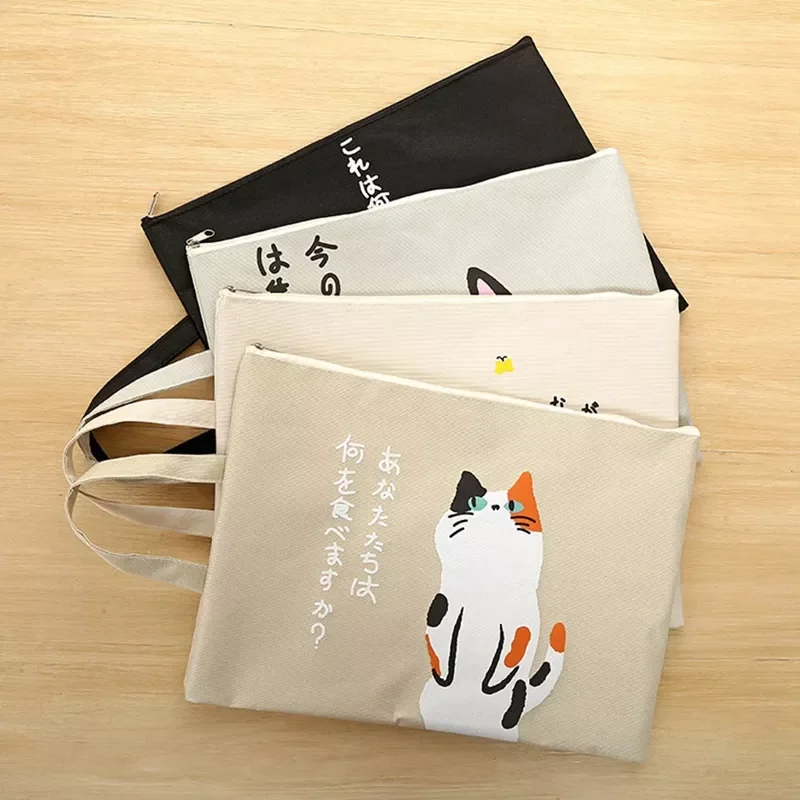

Kawaii A4 Document Bag Cat Folder Bag Cute Kawaii Large Capacity Oxford Cloth High Quality Documents Folder Gifts For Students
