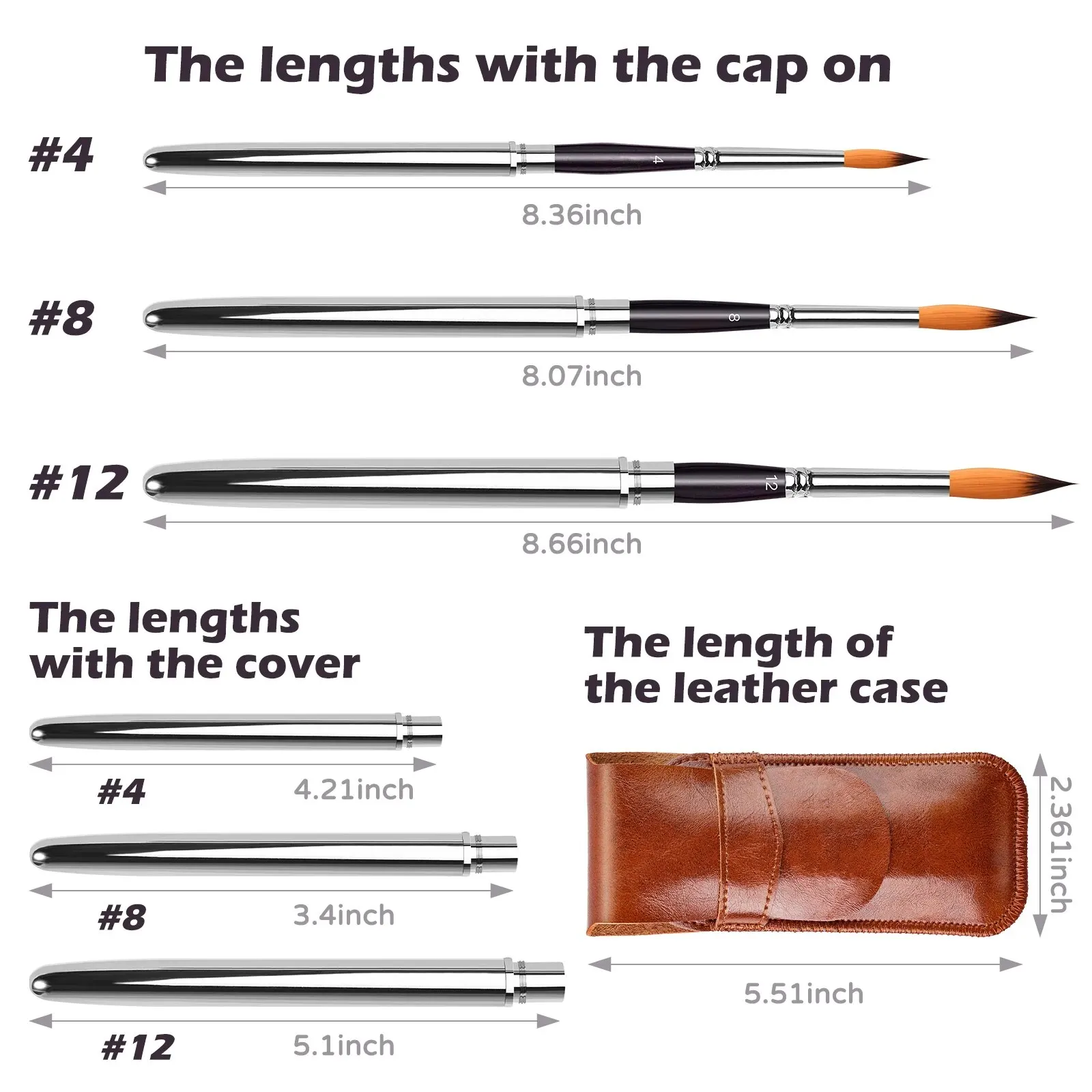 Дорожные кисти для акварели круглые сверхдлинные синтетические Соболиные