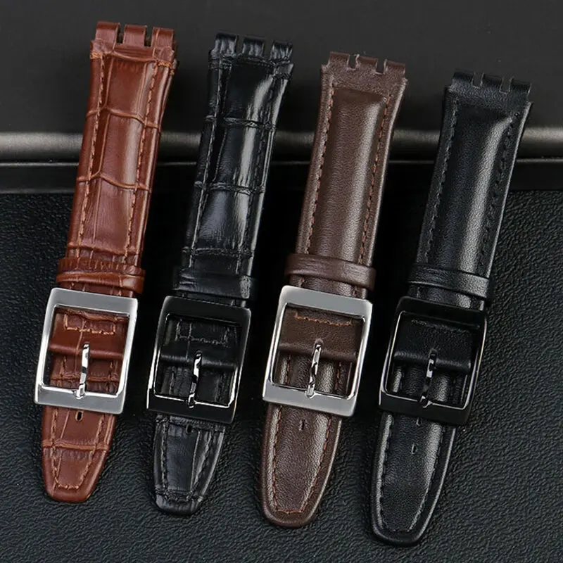 Фото Ремешок из воловьей кожи для Swatch IRONY YCS YAS YGS Series, мягкий браслет из телячьей кожи, мужской и женский ремешок для часов, браслет 17 мм 19 мм №2