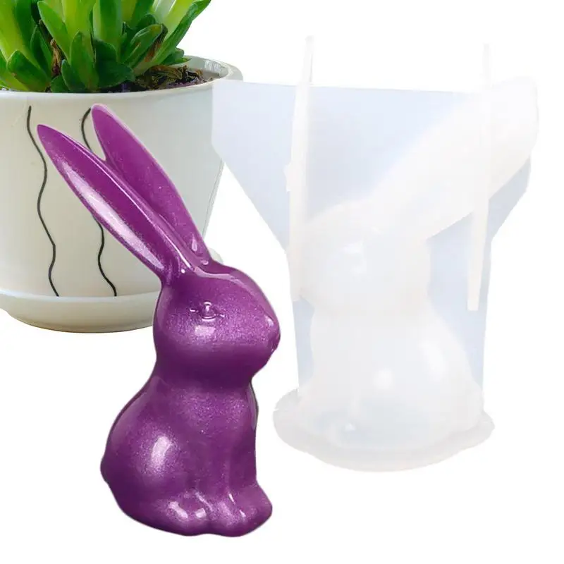 

3D Rabbit Resin Molds Candle Making Molds Silicone Cute Long Ear Rabbit Chocolate Fondant Molds Candle Making Supplies