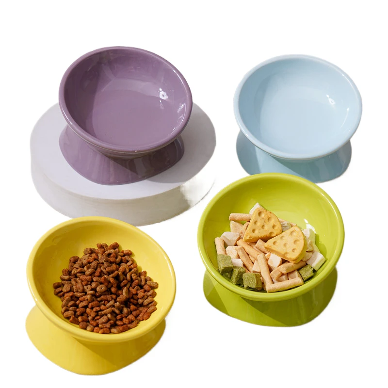 

Cute Stylish Ceramic Cat Bowl High Feet Modern Design EasytoClean Surface Elevated Feeding Improved Digestion Pet Bowl Cats Dogs