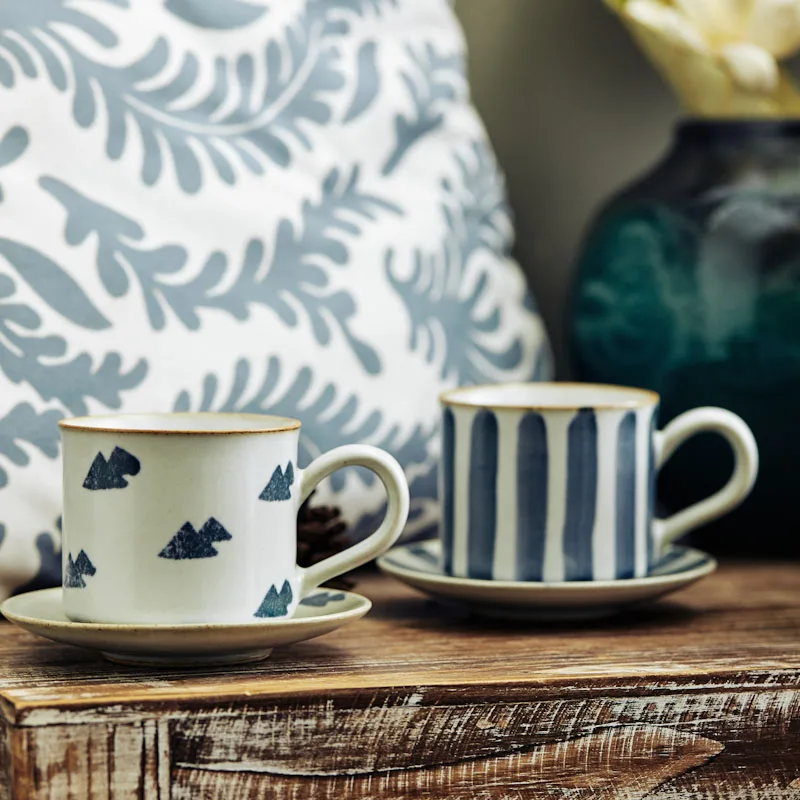 

Jingdezhen Pure Handmade Ceramic Hand Made Coffee Cup With Dish Set Japanese Style Household Tea Cup Coffee Shop Appliances