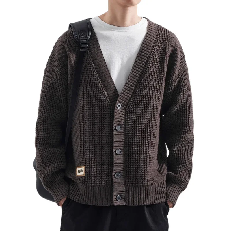 Зимний новый японский винтажный мужской свободный крой универсальный вязаный