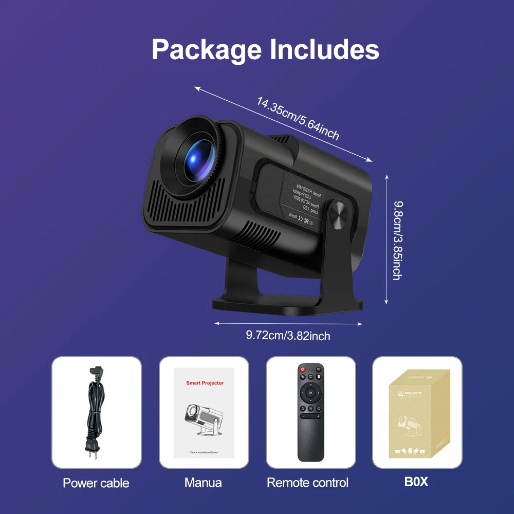 Велек 300 Ansi HY320 Мини-проектор Обновление 4K Android 11 WiFi 6 BT 5.0 Allwinner H713 Домашний уличный портативный проектор для кемпинга (art.: 3920d211bda89) - 3920d211bda89