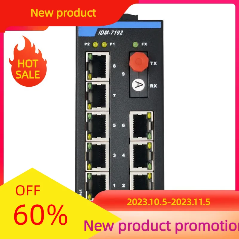

IDM-7192-FC1 DIN Rail 9-портовый Промышленный Коммутатор Ethernet 100M 1 оптический 8-волоконный трансивер