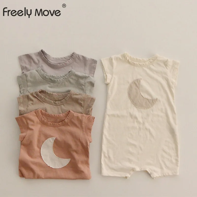 

Freely Move Baby Boys Girls Romper Summer Toddler Newborn Infant Sleeveless Moon Cotton Jumpsuits Playsuits Overalls Outfits