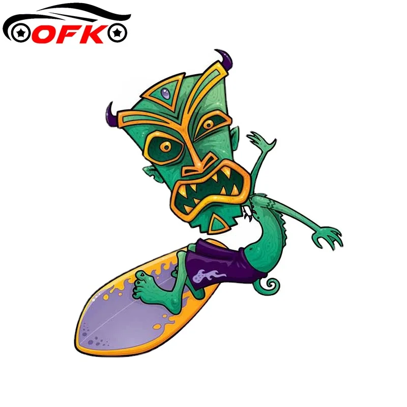 

For Tiki Surfer Dude DIY Decal Vinyl Car Stickers Waterproof Scratch-Proof Refrigerator RV Decoration 13cm x 11.1cm