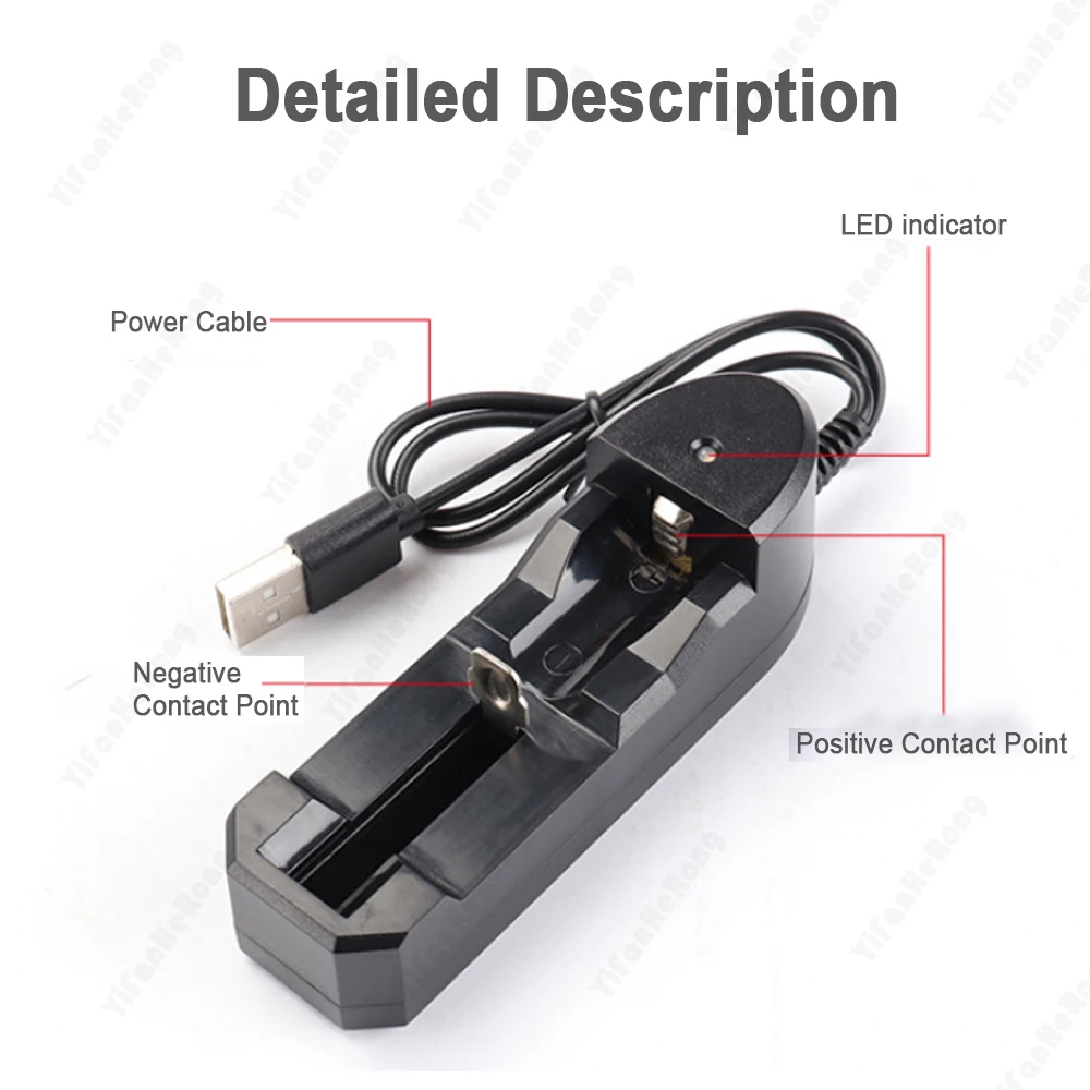 

1 Slot 18650 Battery Charger Universal LED Smart Quick Charging USB Rechargeable Lithium Battery Charger Dock Station Cradle