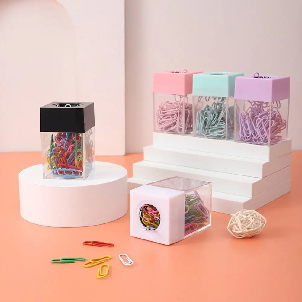 

Пластиковые квадратные школьные канцелярские товары Macaron, магнитная поглощающая коробка, держатель-клипса, Диспенсер, настольное хранилище