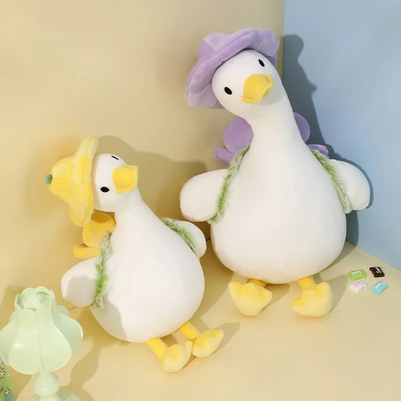 

Soft Lovely Duck Plush Toy Stuffed Animal Kawaii Japanese Style Duck Doll With Hats and Backpacks Cute Christmas Gift For Child