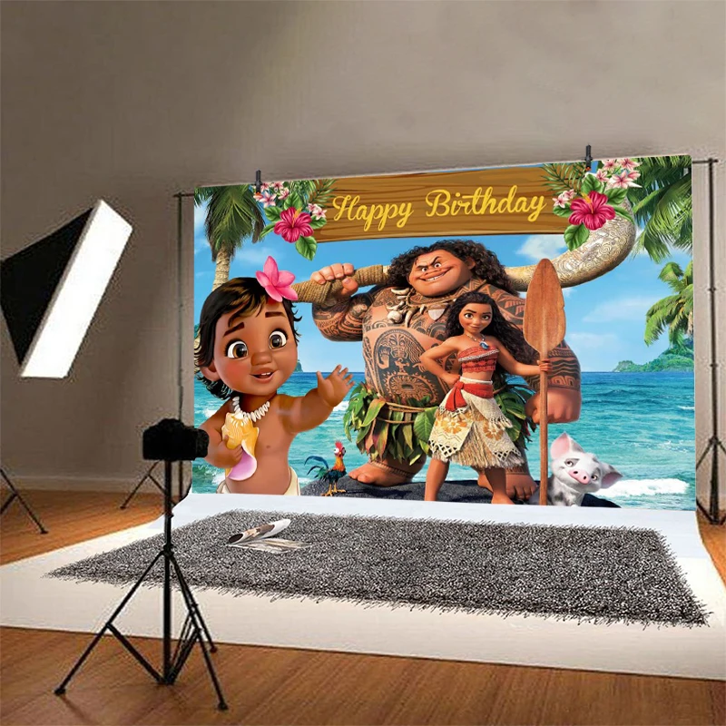 Принцесса ребенок Моана фон для фотосъемки первый новорожденный День Рождения