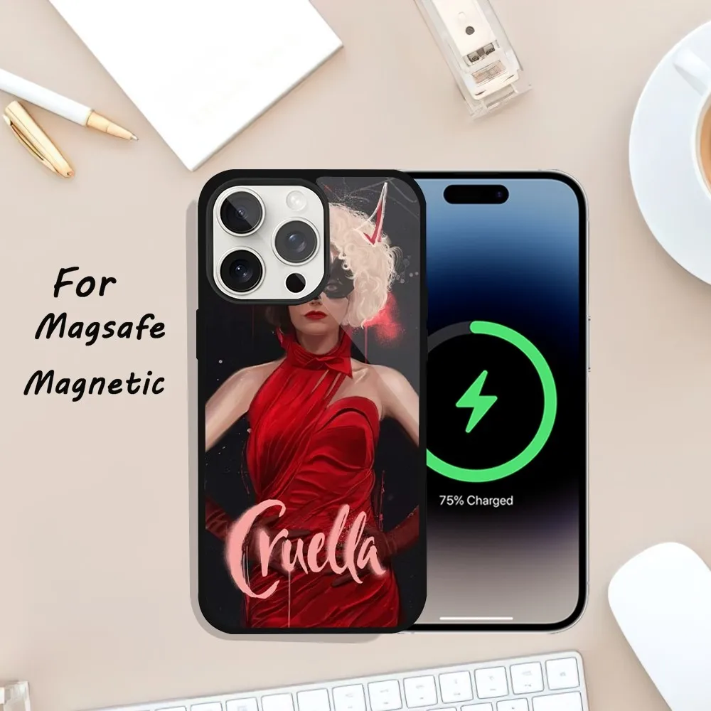 Чехол для телефона C-Cruella iPhone 11 13 12 14 15 Plus Max Pro Magsafe Магнитный чехол беспроводной